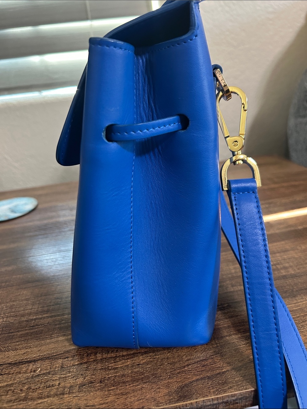Mansur Gavriel Vibrant Blue Leather Satchel - Picture 6 of 7